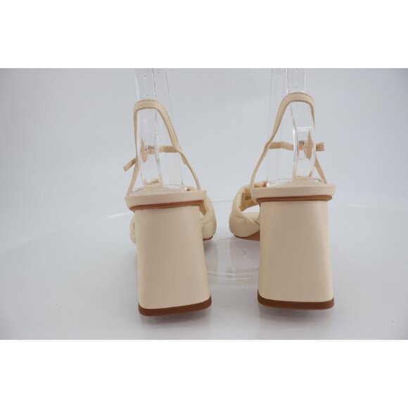 Open Edit Austyn Quilted Square Toe Block Heel Slingback Ivory Sandal Heels 7 - Picture 7 of 12